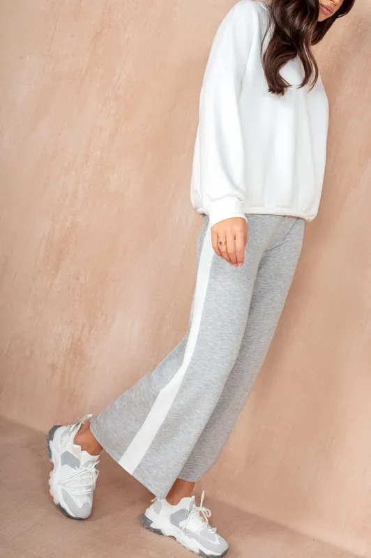 Tammy Grey Side Stripe Wide Leg Joggers sold by Va Va Voom