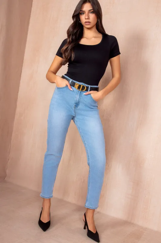 Bonnie Light Blue Mom Jeans sold by Va Va Voom