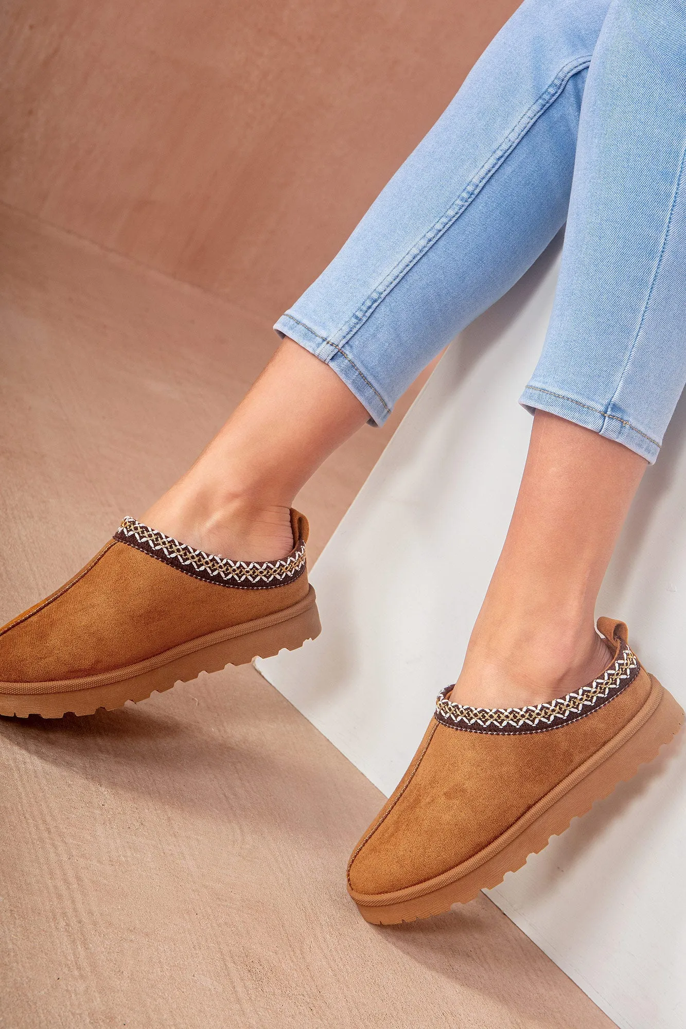 Heidi Chestnut Suedette Mules sold by Va Va Voom product image thumbnail 3