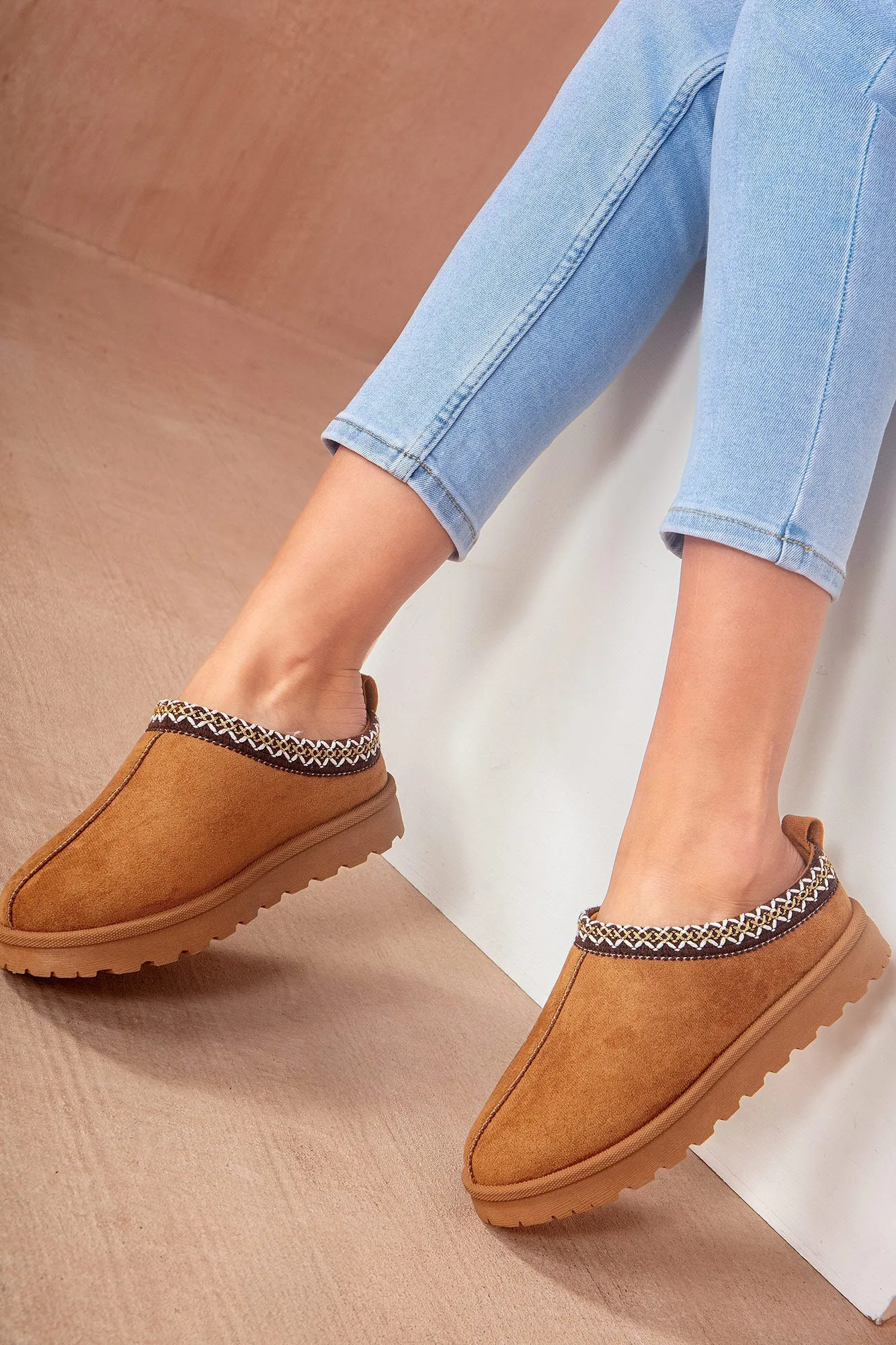 Heidi Chestnut Suedette Mules sold by Va Va Voom product image thumbnail 2