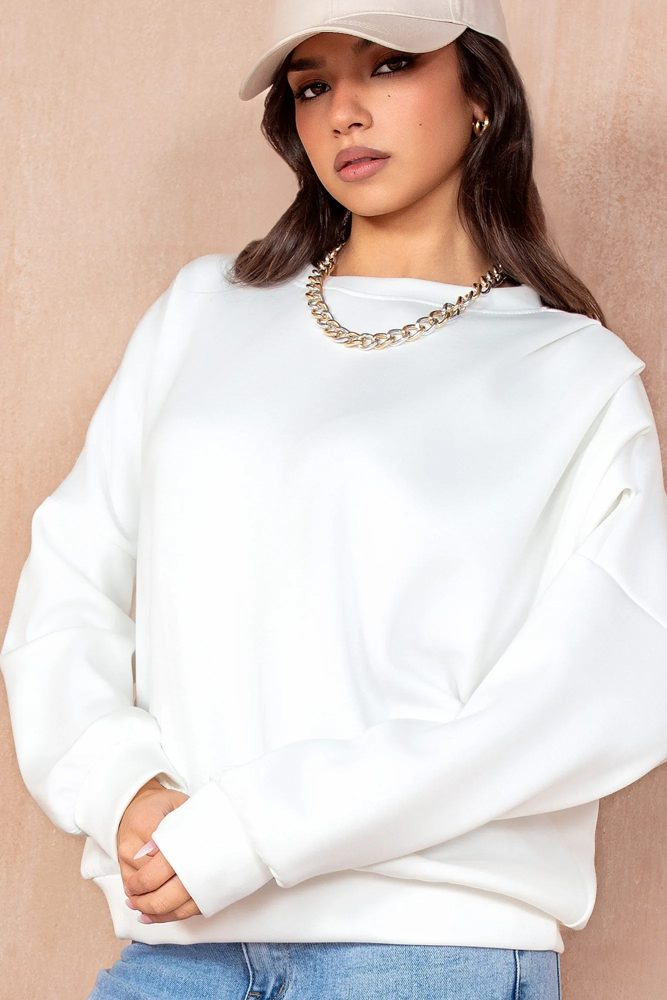 Priscilla White Oversized Sweatshirt sold by Va Va Voom product image thumbnail 3