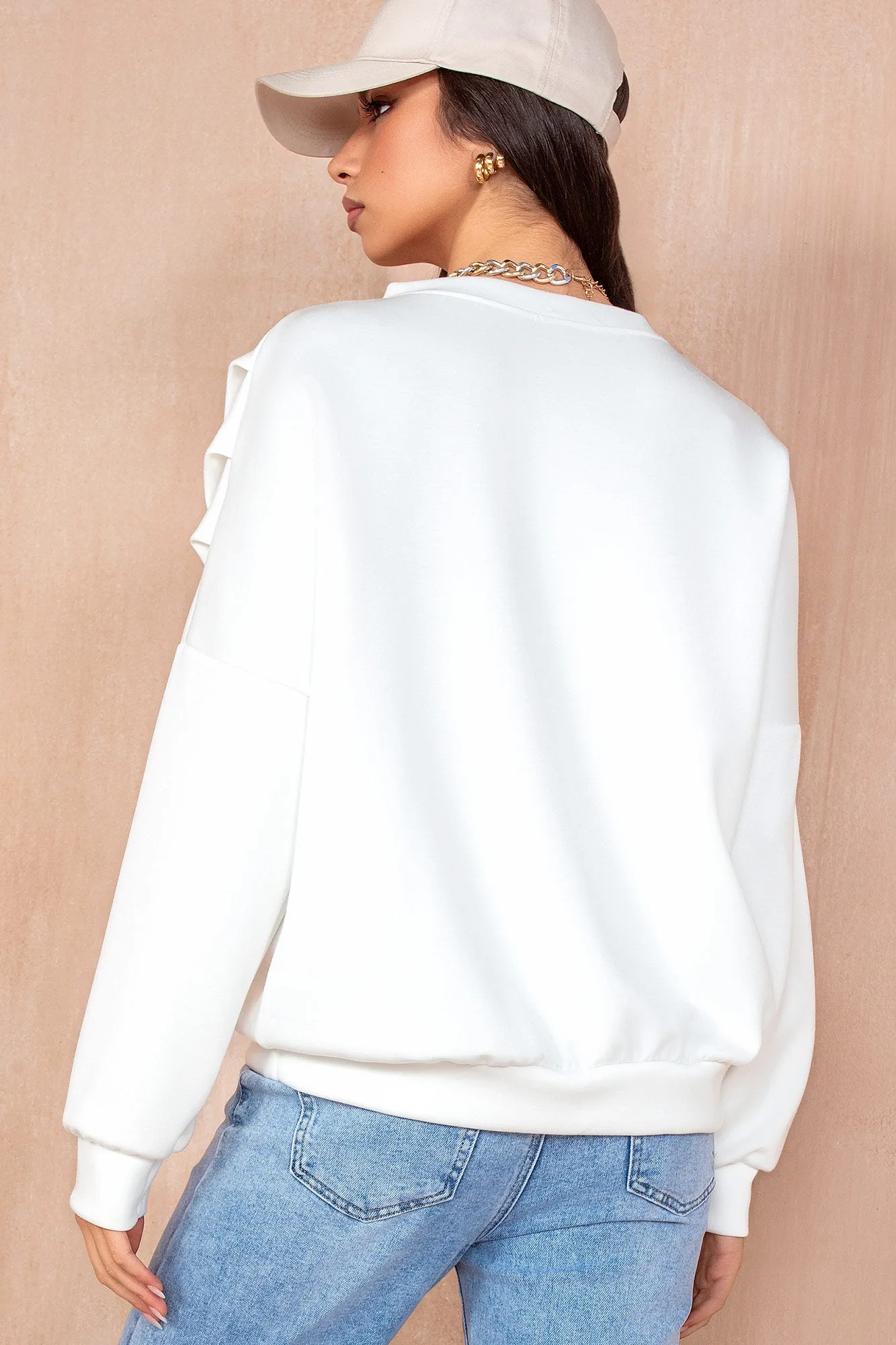 Priscilla White Oversized Sweatshirt sold by Va Va Voom product image thumbnail 2