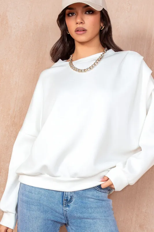 Priscilla White Oversized Sweatshirt sold by Va Va Voom