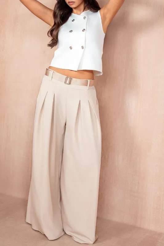 Melinda Stone Belted Wide Leg Trousers sold by Va Va Voom