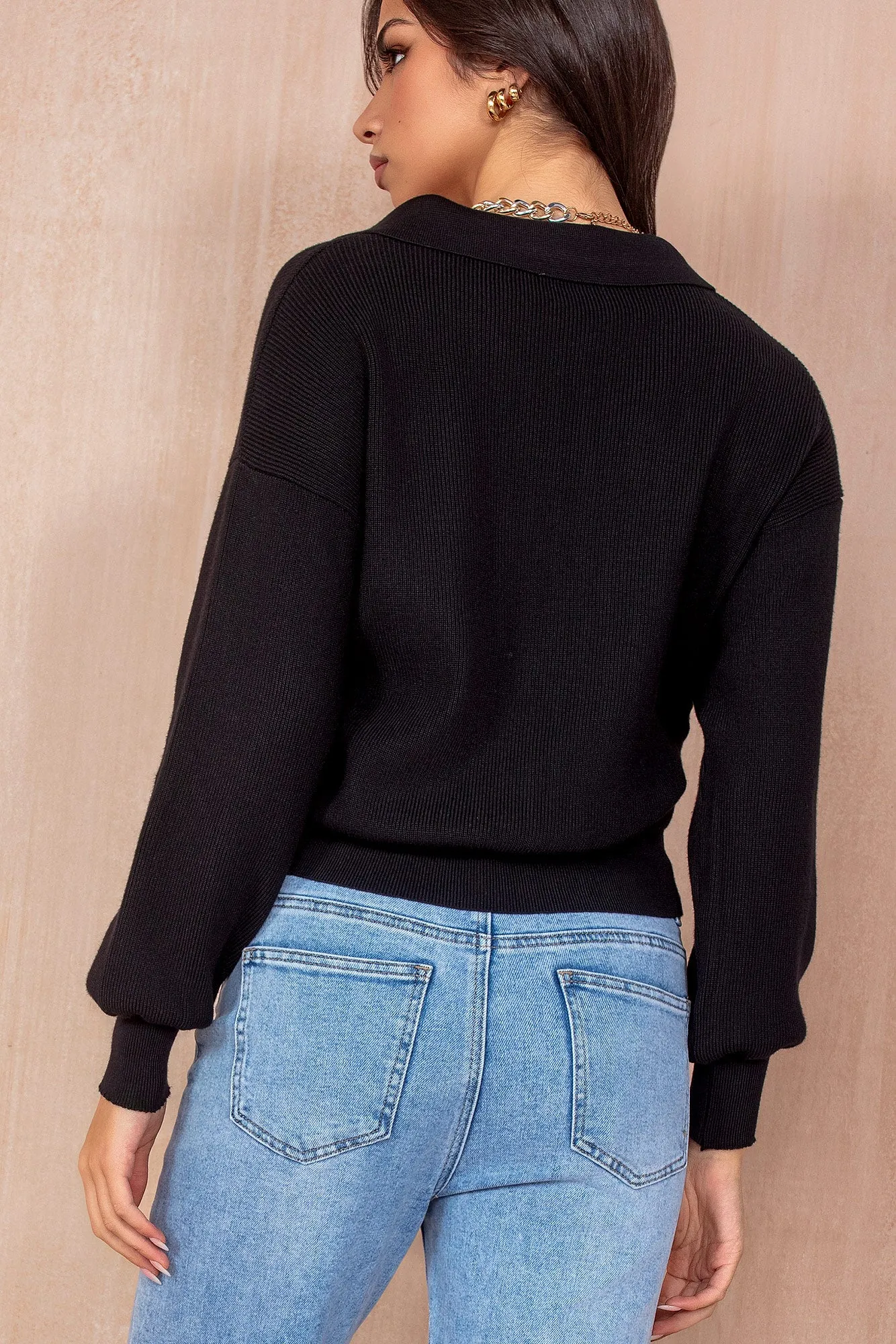 Lucinda Black Knit Rugby Top sold by Vavavoom product image thumbnail 2