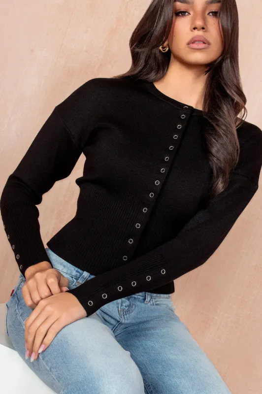 Haiden Black Knit Top sold by Va Va Voom