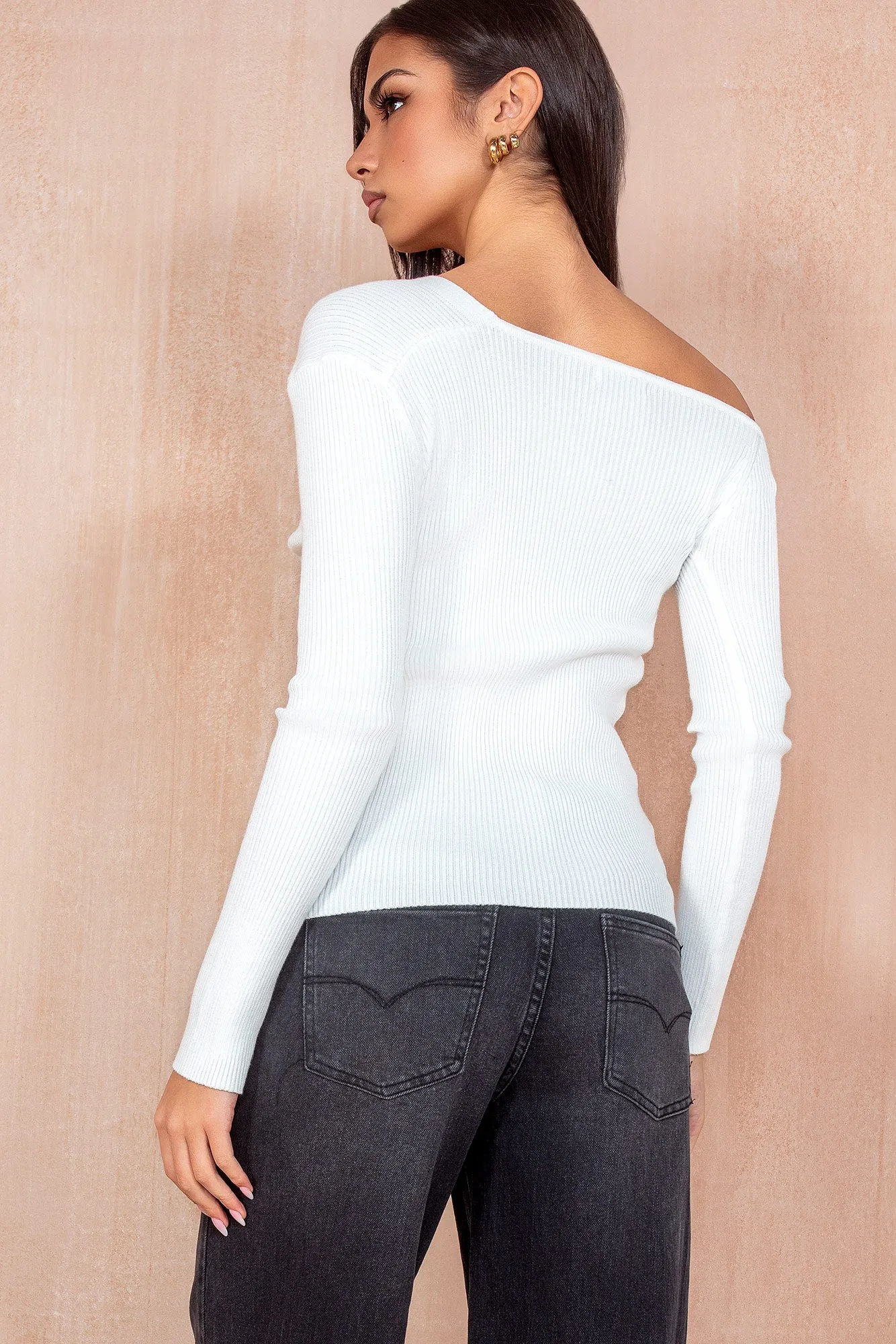 Karla White Knit Asymmetric Top sold by Vavavoom product image thumbnail 2