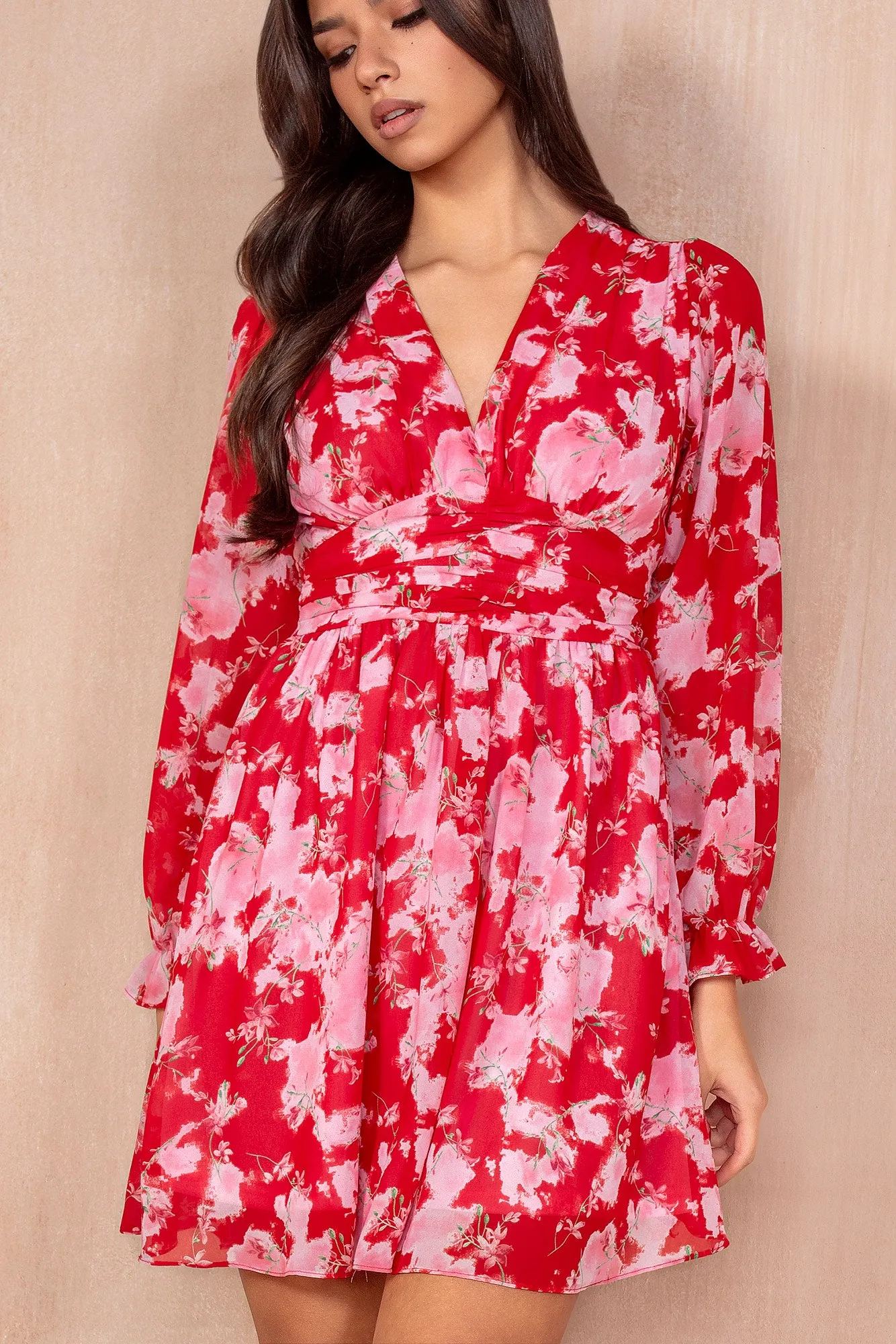 Arizona Red Chiffon Print Dress sold by Va Va Voom
