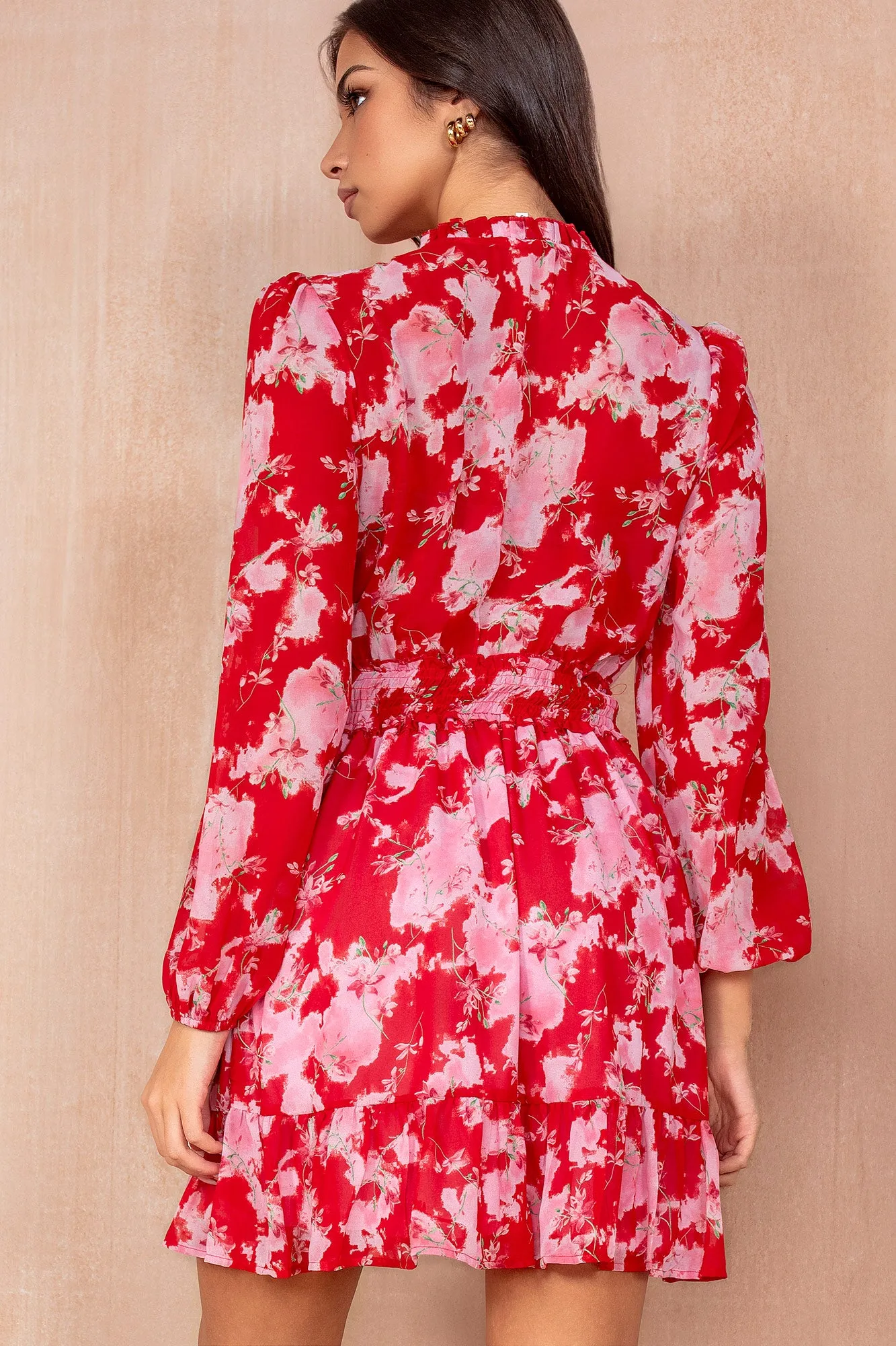 Jazzy Red Chiffon Print Dress sold by Va Va Voom product image thumbnail 2