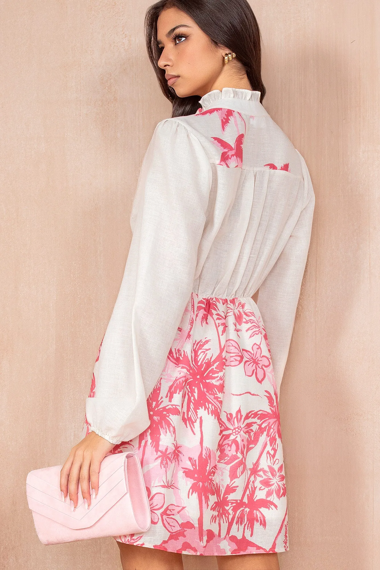Marley Pink Linen Print Dress sold by Va Va Voom product image thumbnail 2
