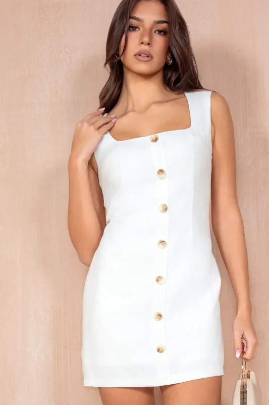 Georgina White Linen Tailored Dress sold by Va Va Voom