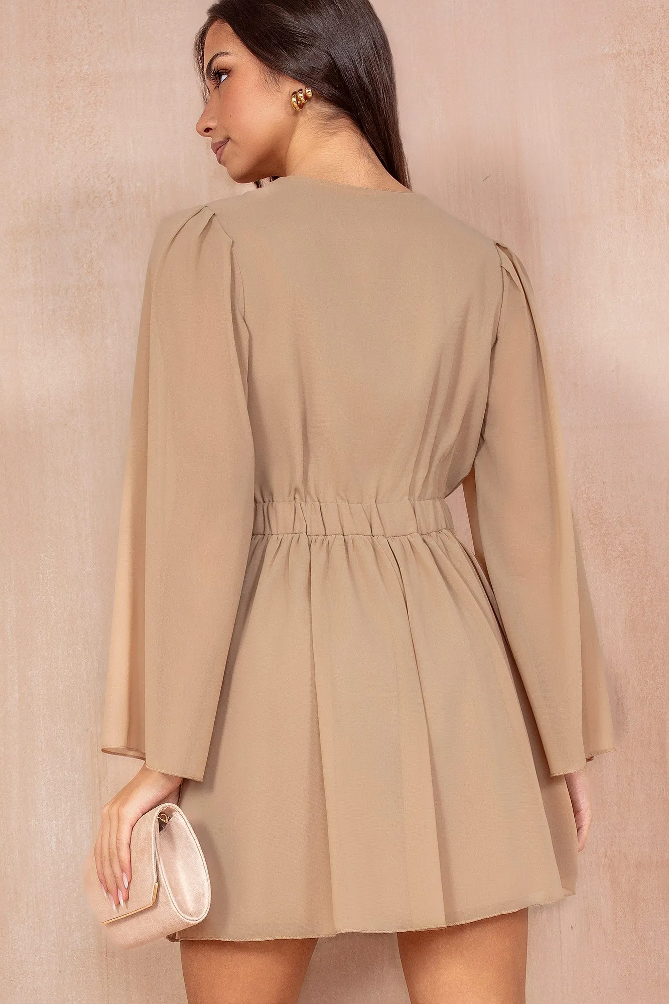 Fia Camel Chiffon Wrap Dress sold by Va Va Voom product image thumbnail 2