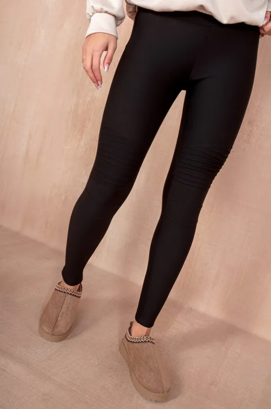 Melanie Black Biker Leggings sold by Va Va Voom