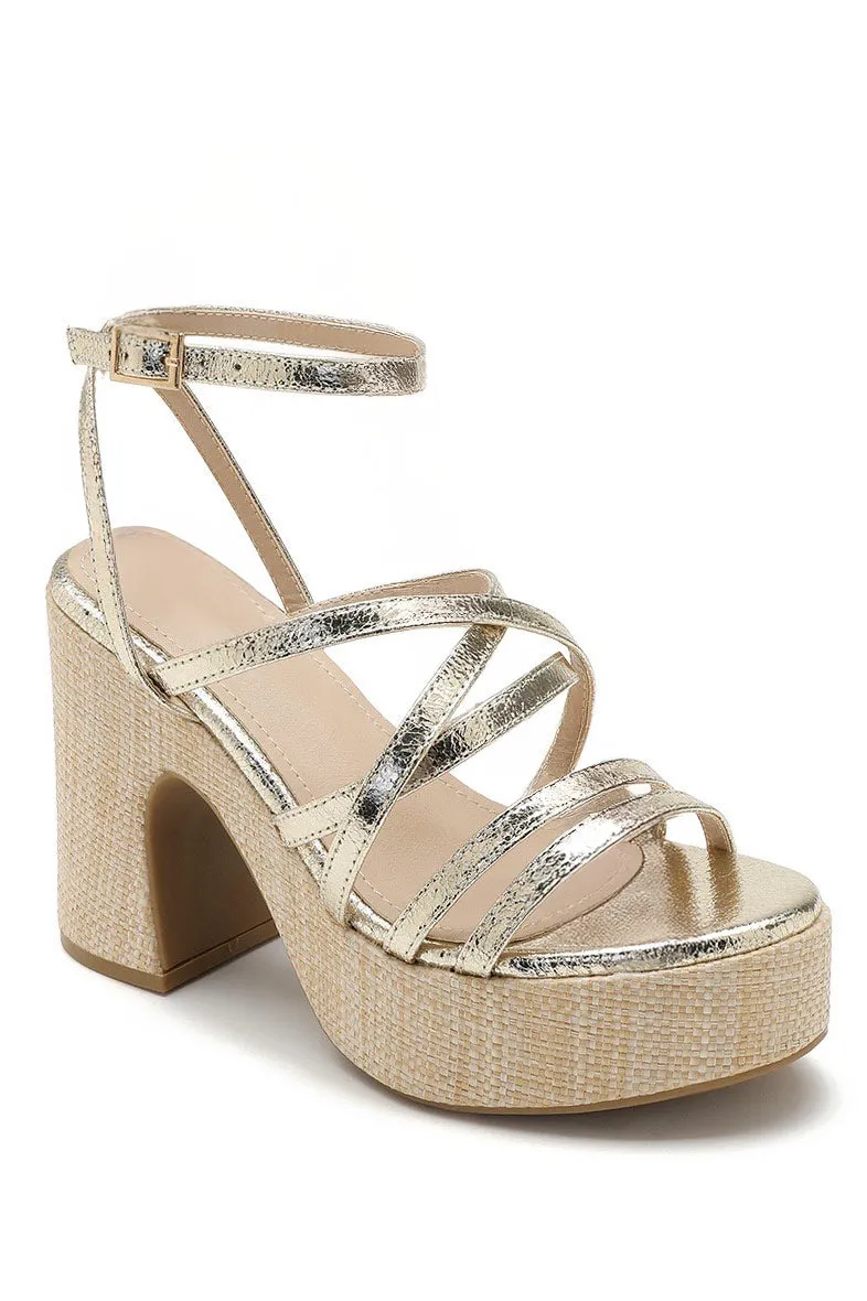 Ally Gold Strappy Platform Heels sold by Va Va Voom product image thumbnail 2