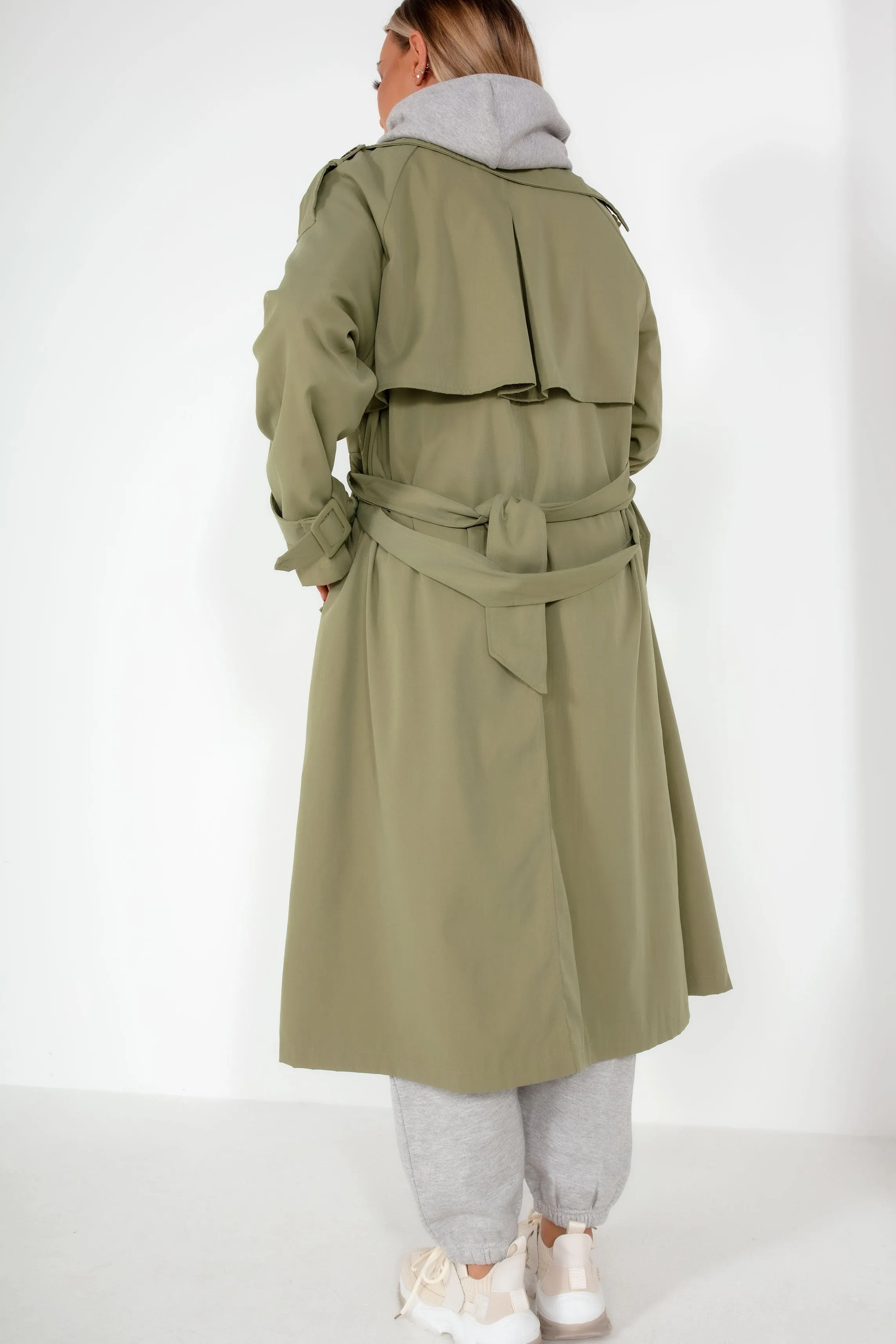 Maude Khaki Oversized Trench Coat sold by Va Va Voom product image thumbnail 2