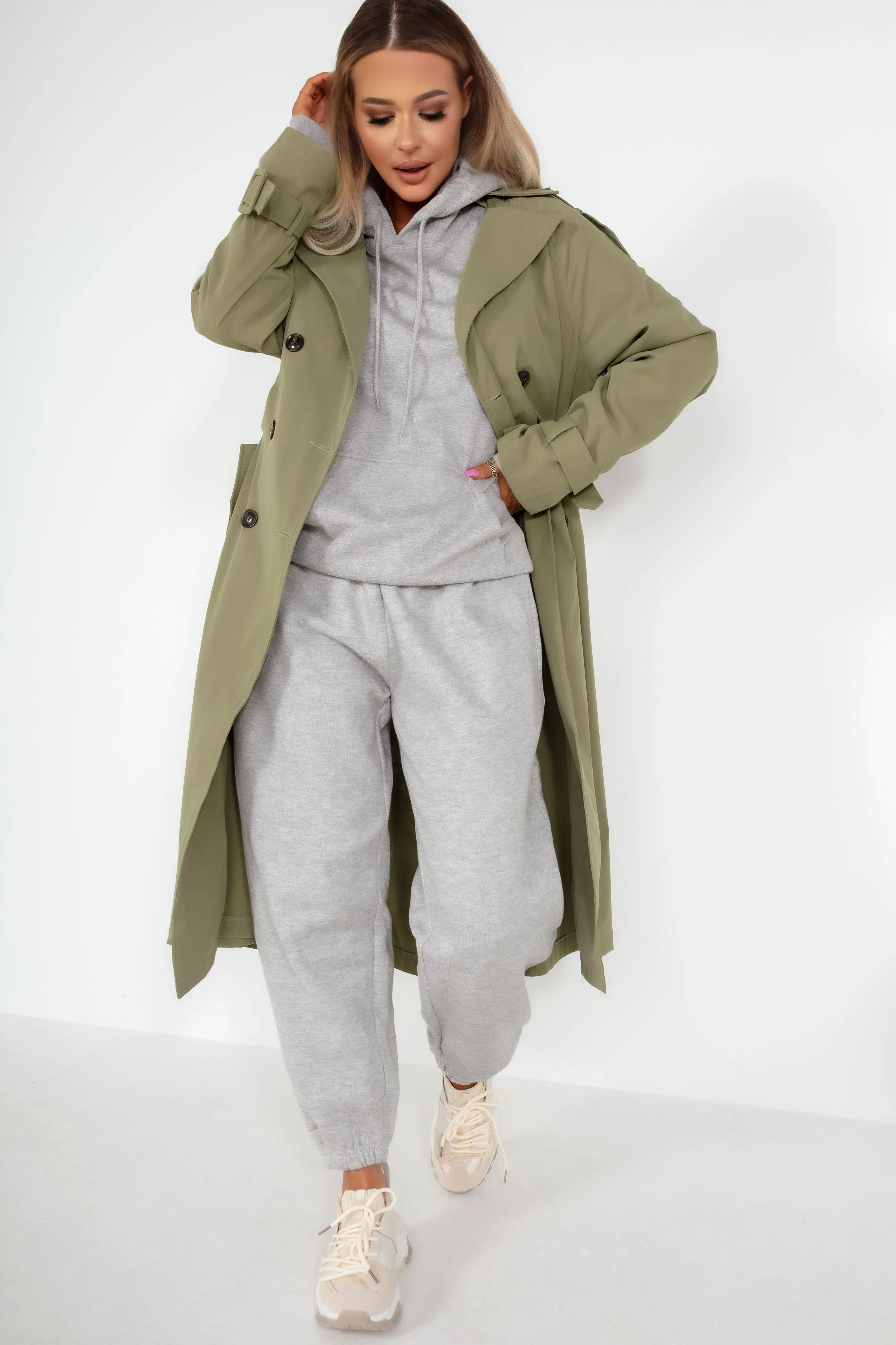 Maude Khaki Oversized Trench Coat sold by Va Va Voom product image thumbnail 5