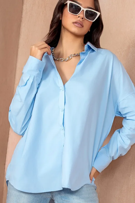 Hesper Blue Oversized Shirt sold by Va Va Voom