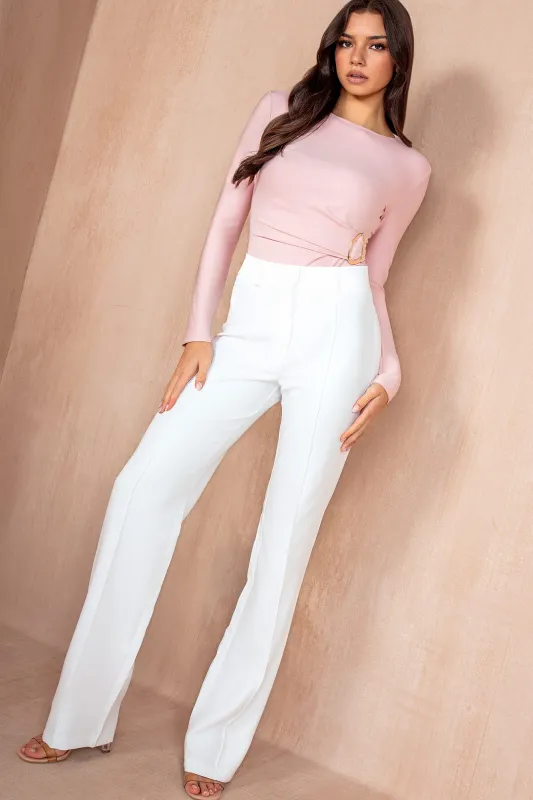 Miley White Straight Leg Trousers sold by Va Va Voom