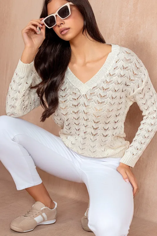 Gillian Stone Crochet Knit Jumper sold by Va Va Voom