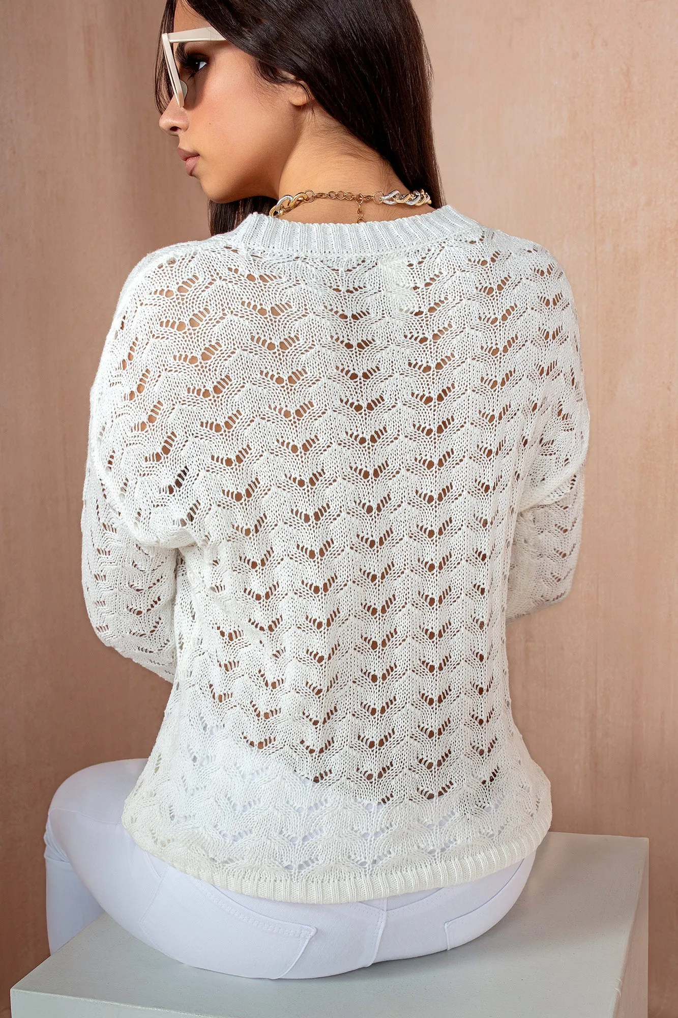 Gillian White Crochet Knit Jumper sold by Va Va Voom product image thumbnail 2