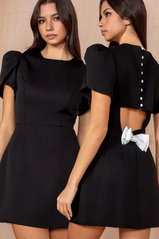 Piper Black Bow Detail Dress sold by Va Va Voom