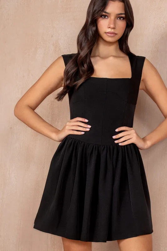 Aisling Black Square Neck Dress sold by Va Va Voom