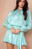 Jess Mint Shimmer Drape Dress sold by Va Va Voom
