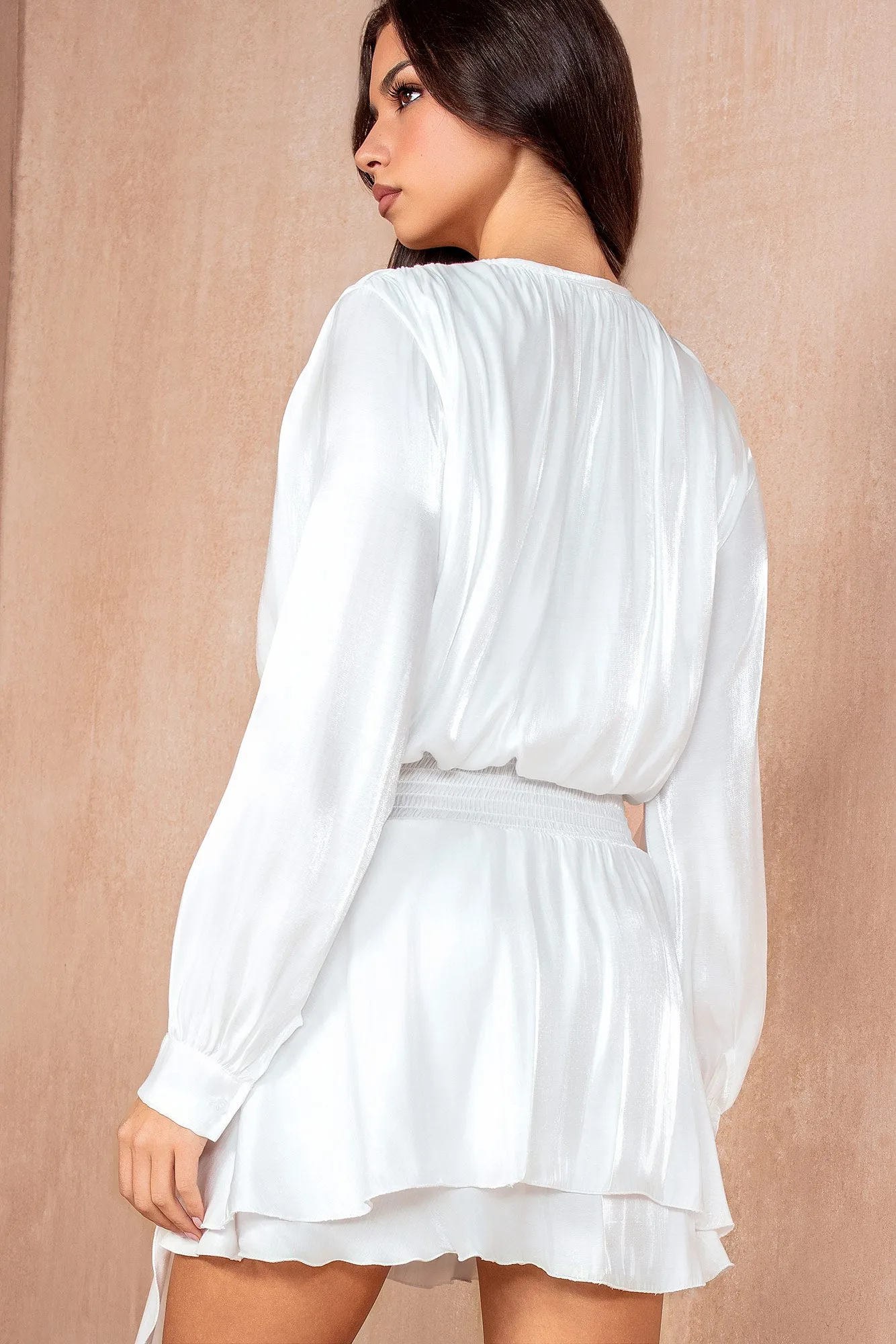 Jess White Shimmer Drape Dress sold by Vavavoom product image thumbnail 2