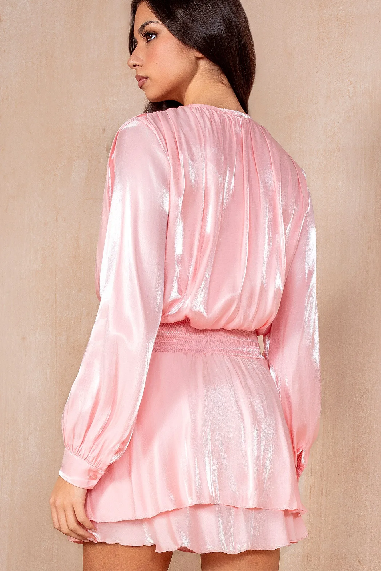 Jess Pink Shimmer Drape Dress sold by Va Va Voom product image thumbnail 2