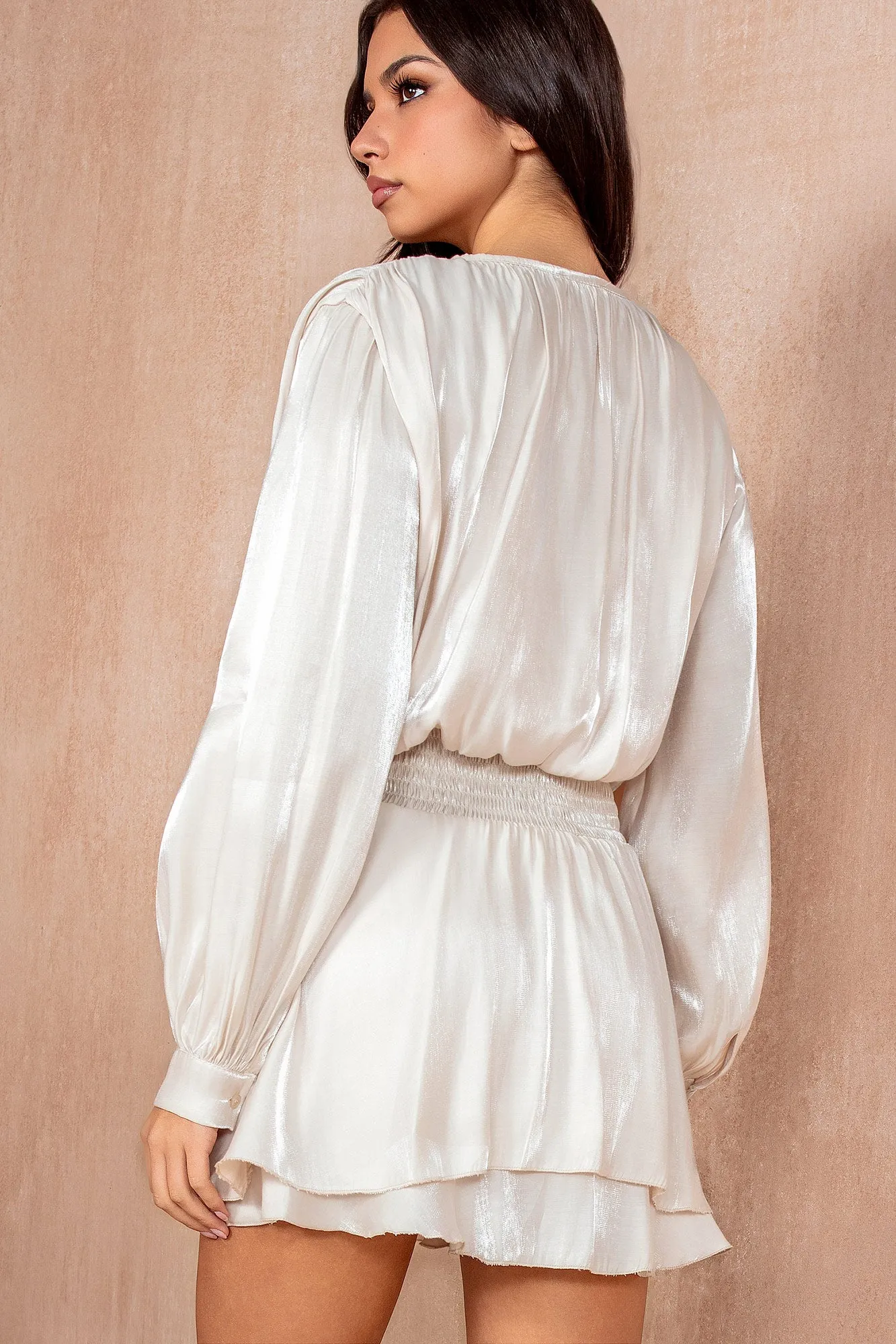 Jess Champagne Shimmer Drape Dress sold by Va Va Voom product image thumbnail 2