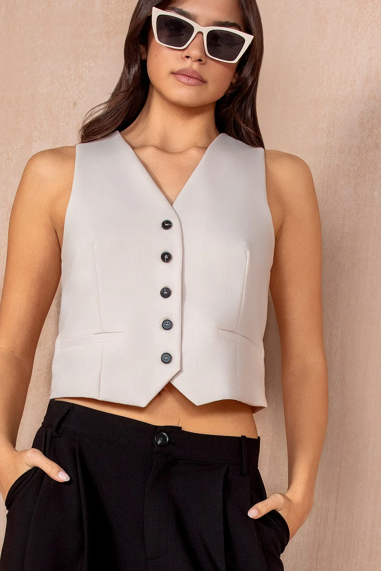 Tia Stone Tailored Waistcoat sold by Vavavoom