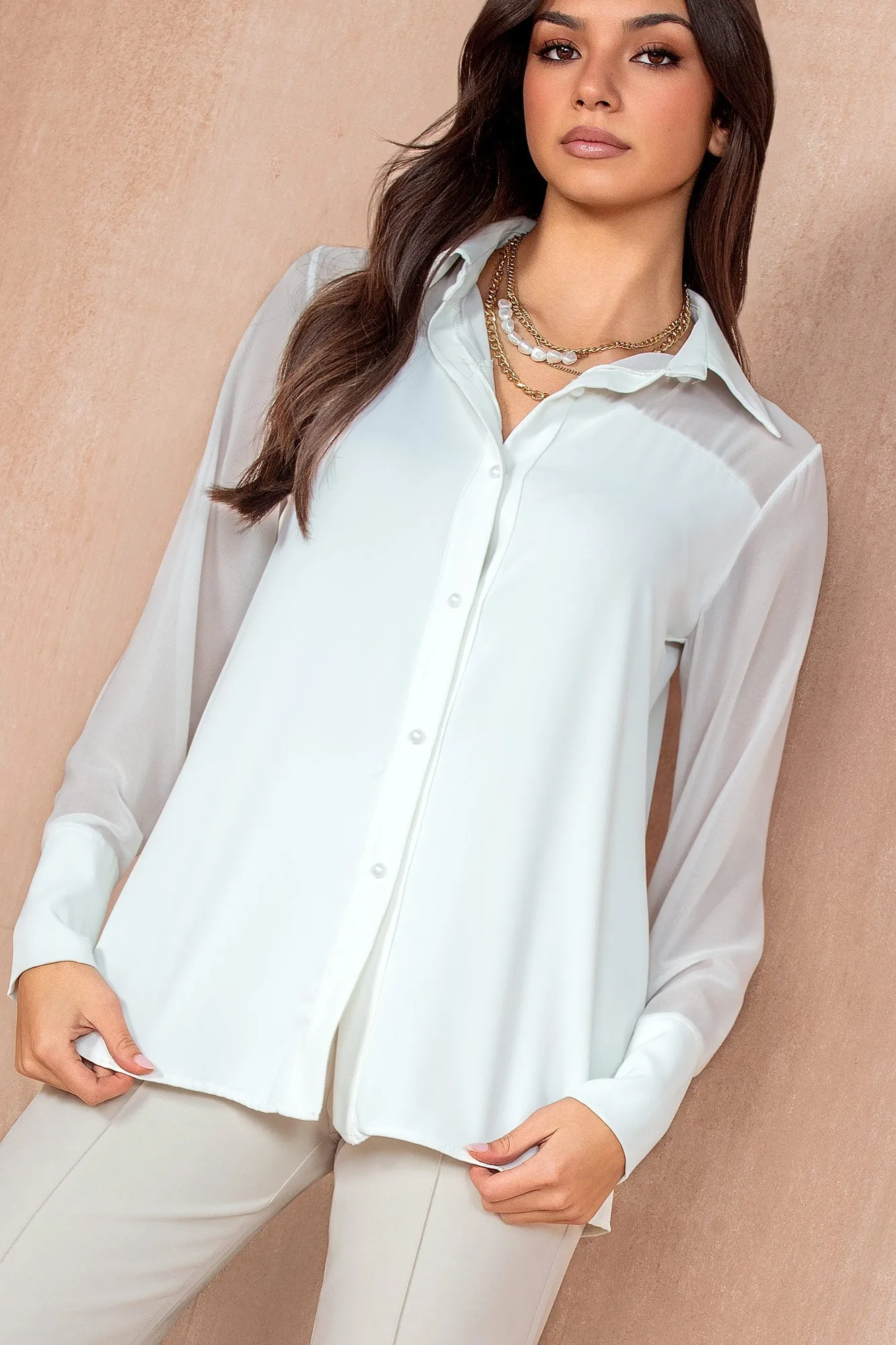 Maeve White Chiffon Shirt sold by Vavavoom