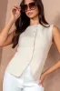Debz Cream Button Front Waistcoat sold by Va Va Voom