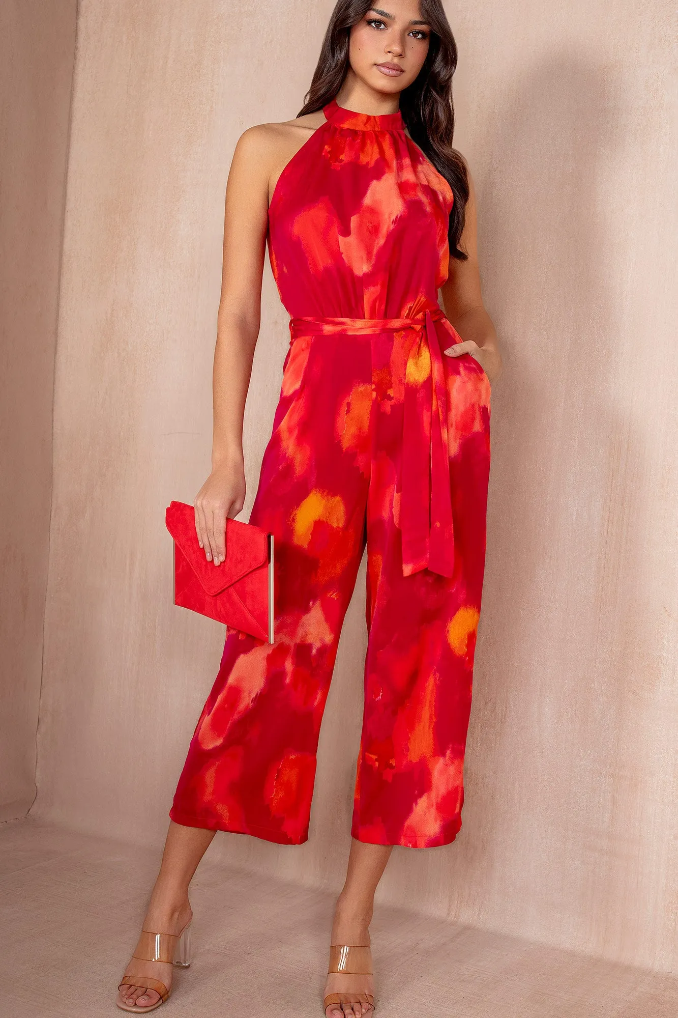 AX Paris Winnie Pink and Orange Smudge Jumpsuit sold by Va Va Voom product image thumbnail 2