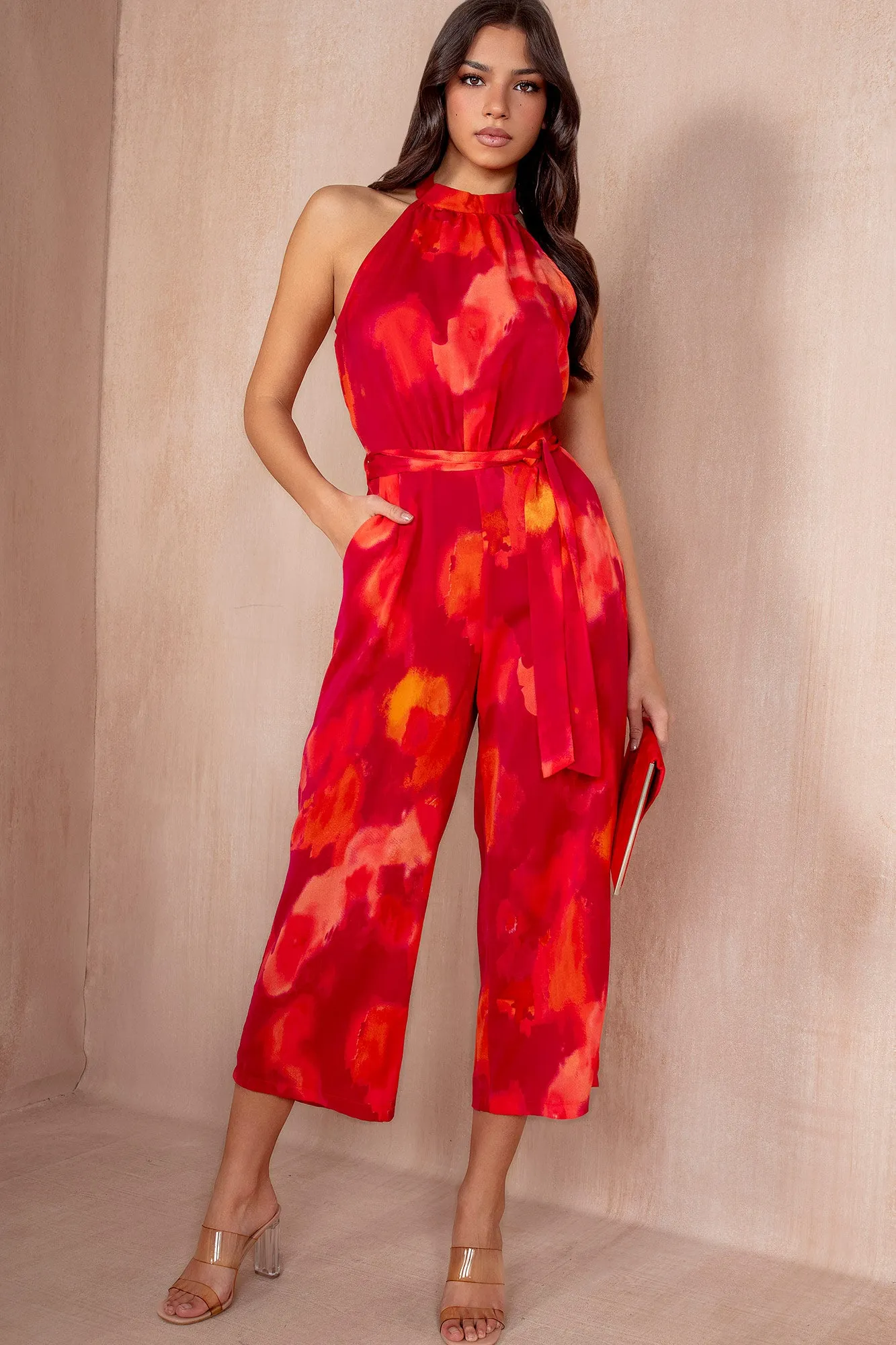 AX Paris Winnie Pink and Orange Smudge Jumpsuit sold by Va Va Voom product image thumbnail 3