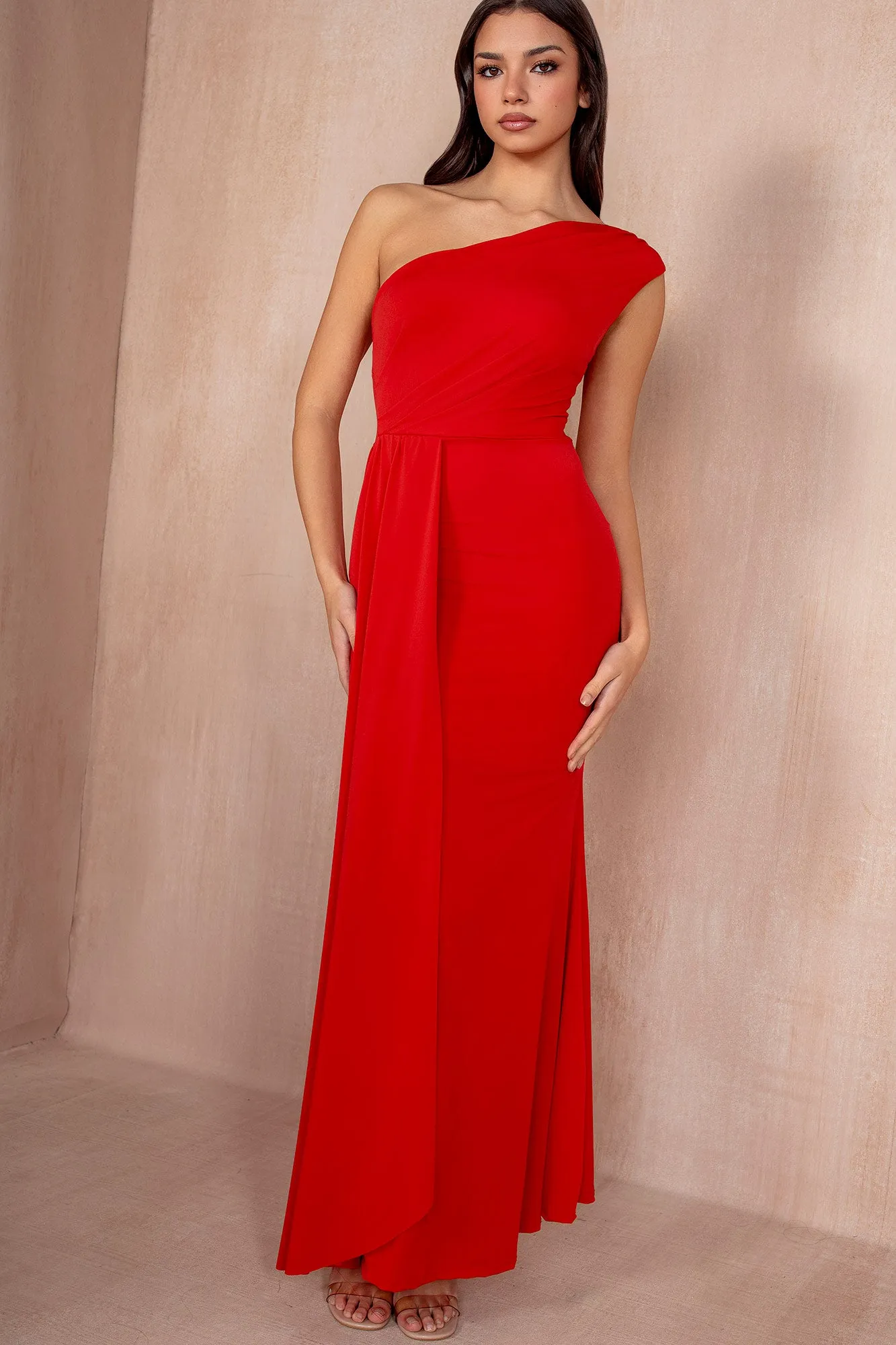 Norma Red One Shoulder Maxi Dress sold by Va Va Voom product image thumbnail 2