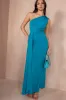Norma Turquoise One Shoulder Maxi Dress sold by Va Va Voom