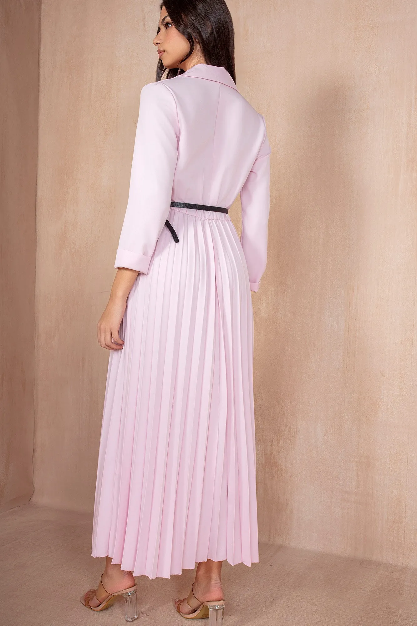 Sue Pink Pleated Blazer Dress sold by Va Va Voom product image thumbnail 3