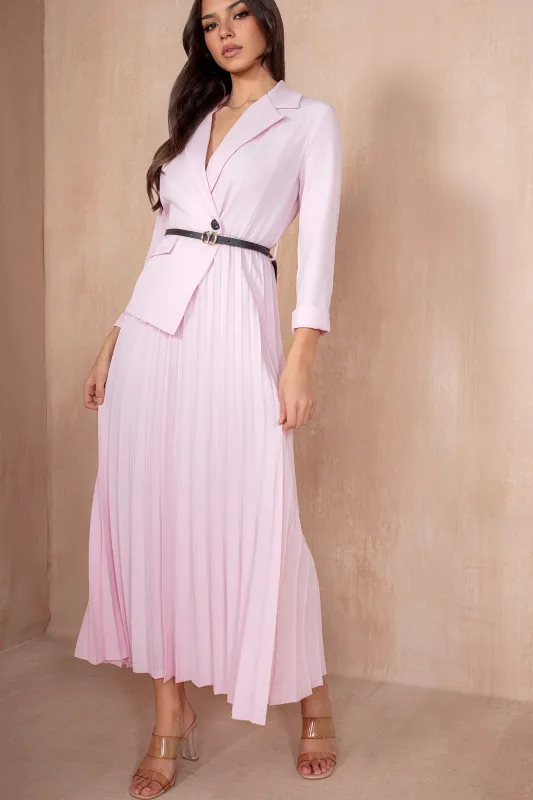 Sue Pink Pleated Blazer Dress sold by Va Va Voom