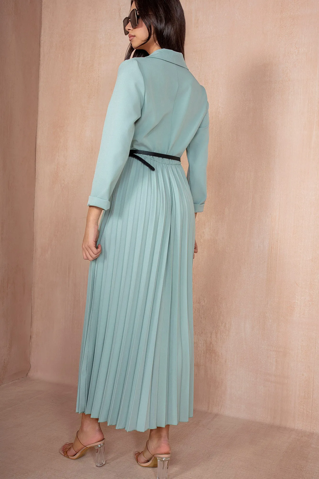 Sue Mint Pleated Blazer Dress sold by Va Va Voom product image thumbnail 3