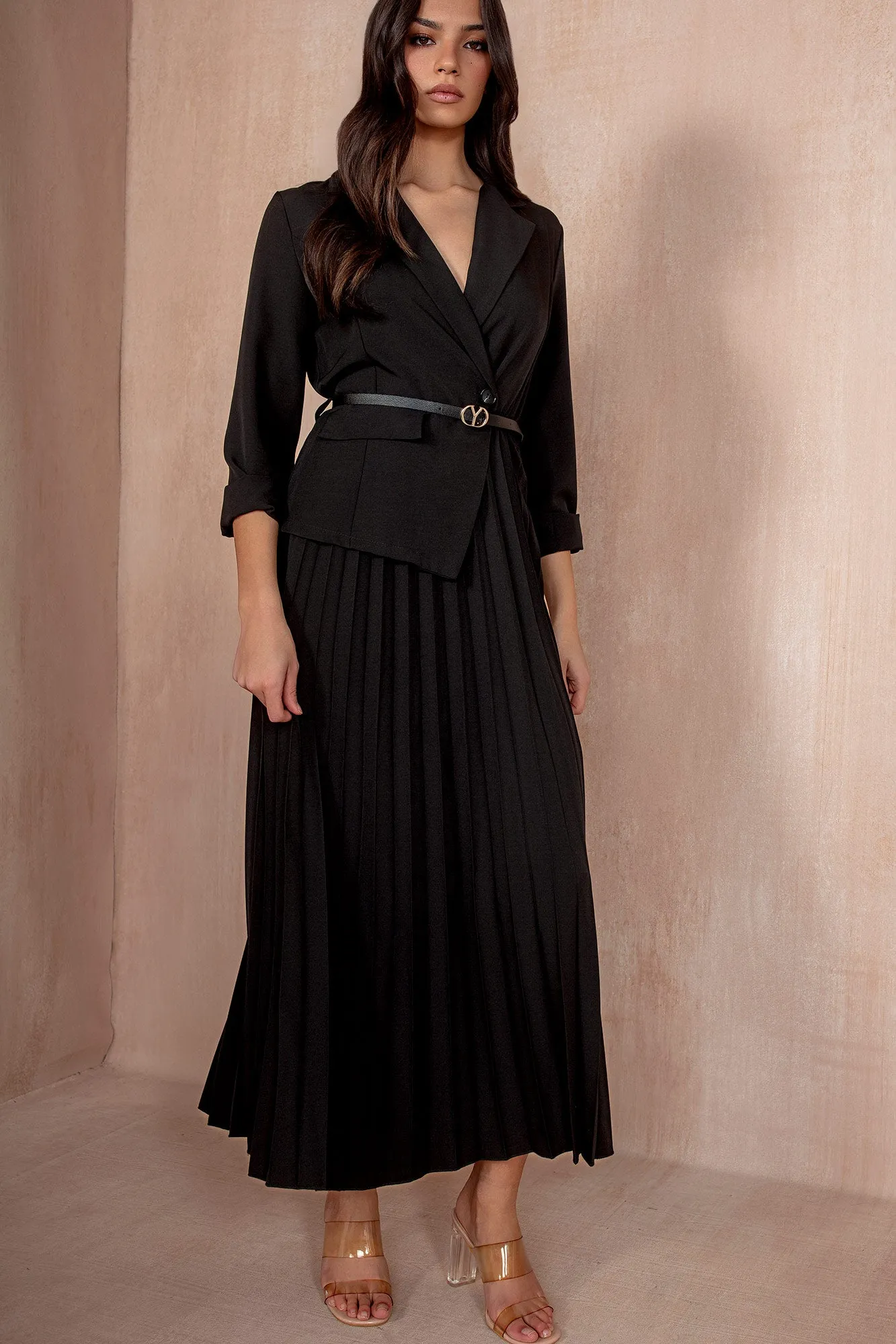 Sue Black Pleated Blazer Dress sold by Va Va Voom product image thumbnail 2