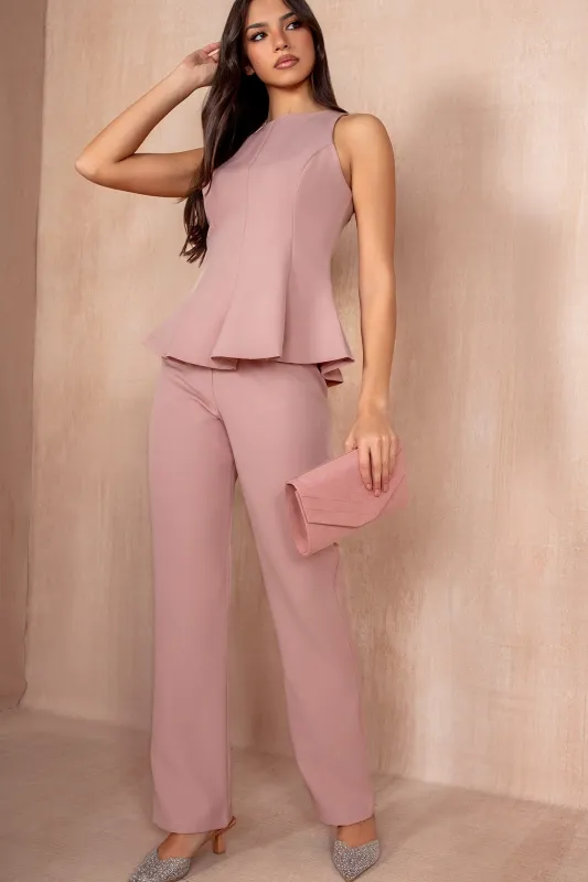 Judith Dusty Pink Straight Leg Trousers sold by Va Va Voom
