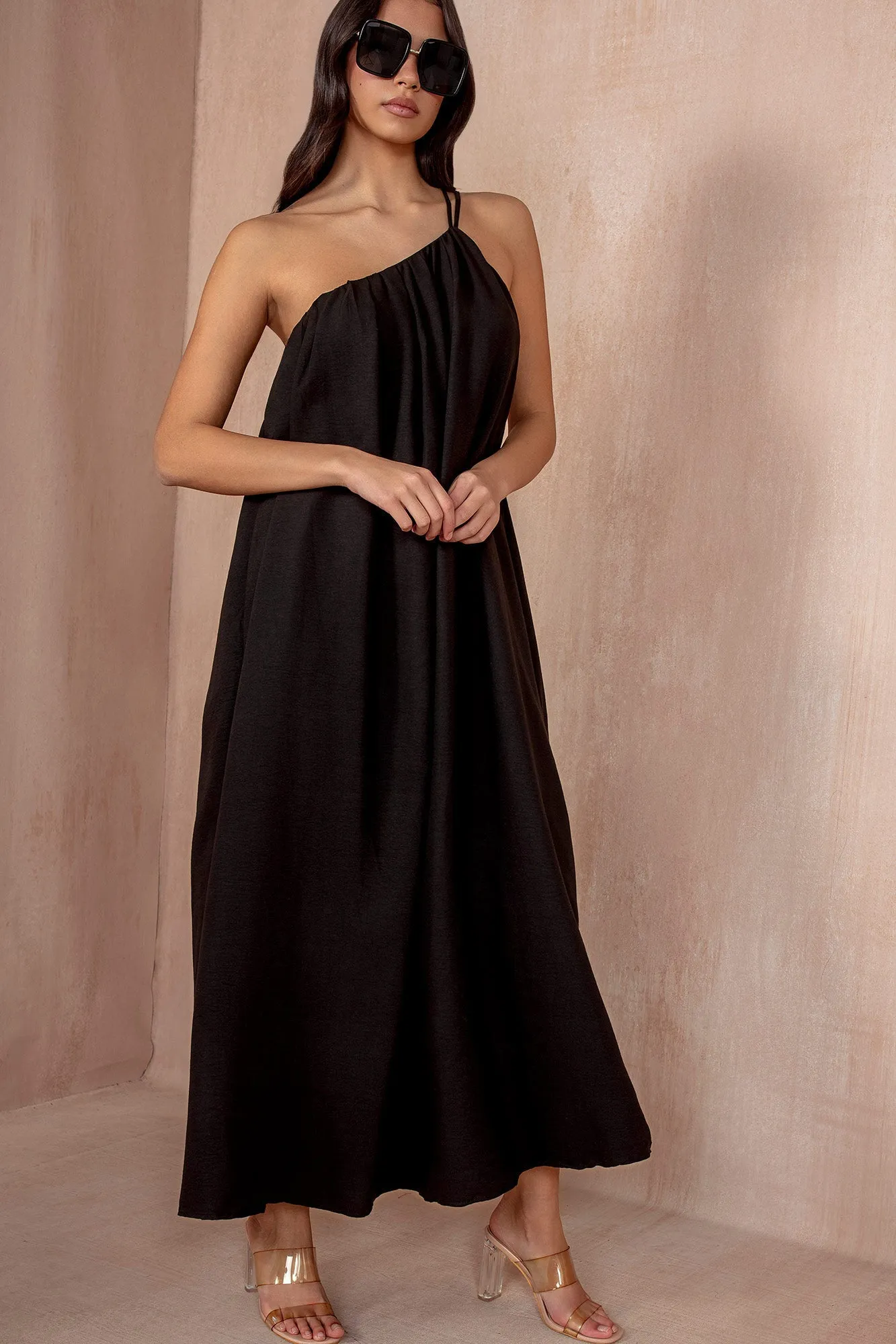 Eileen Black Oversized One Shoulder Maxi Dress sold by Vavavoom product image thumbnail 2