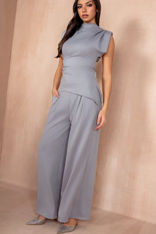 Sadhbh Light Grey Asymmetric Co Ord sold by Va Va Voom