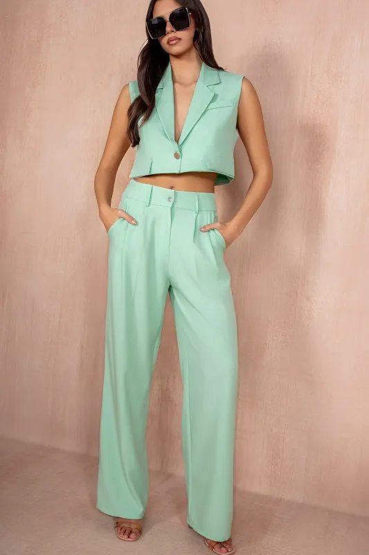 Fionn Mint Cropped Blazer Co-Ord sold by Va Va Voom