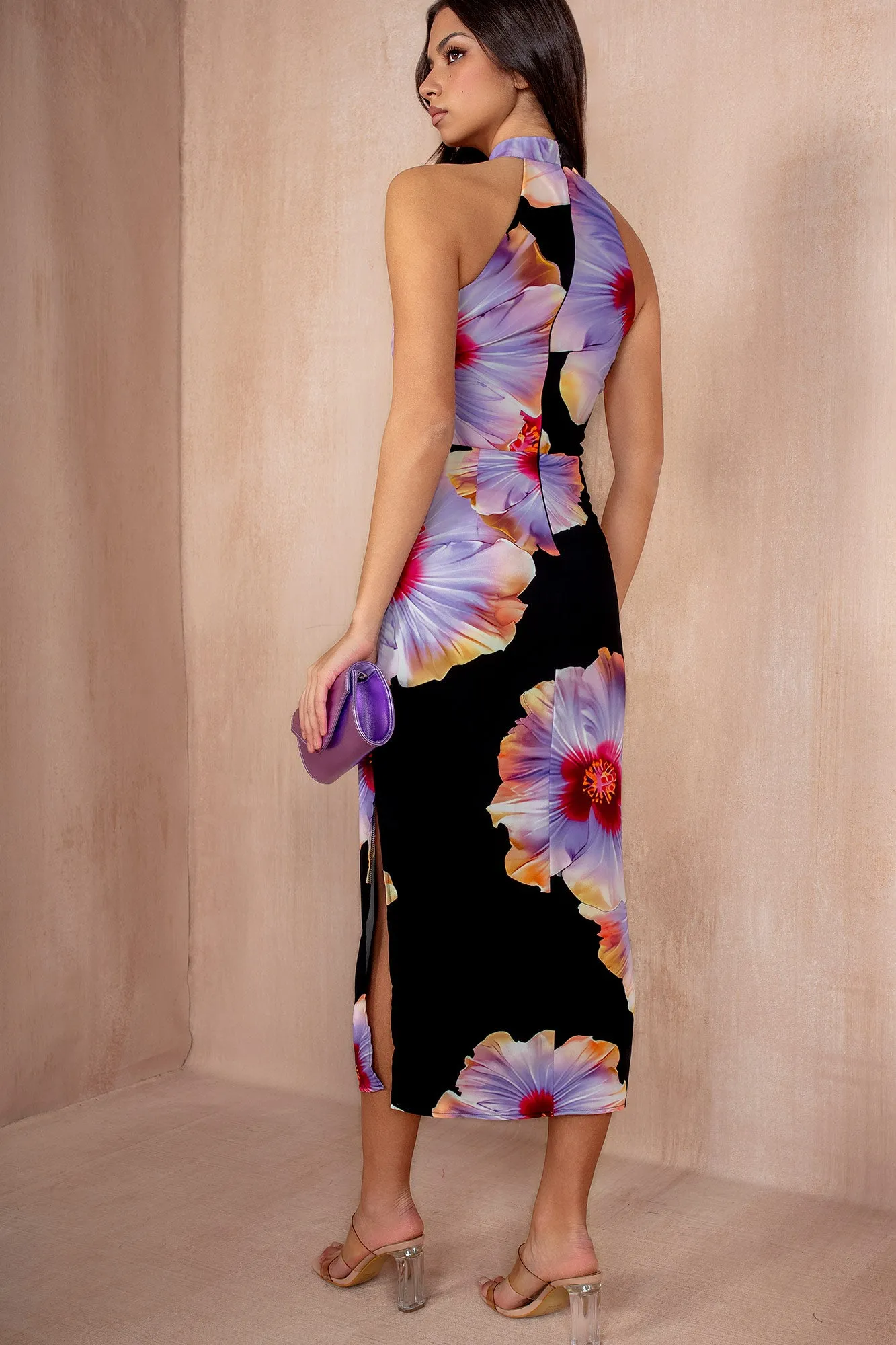 AX Paris Lillian Black and Lilac Floral Midi Dress sold by Va Va Voom product image thumbnail 4