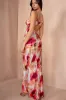 Audrey Peach Satin Maxi Dress sold by Va Va Voom