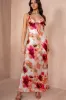 Audrey Peach Satin Maxi Dress sold by Va Va Voom