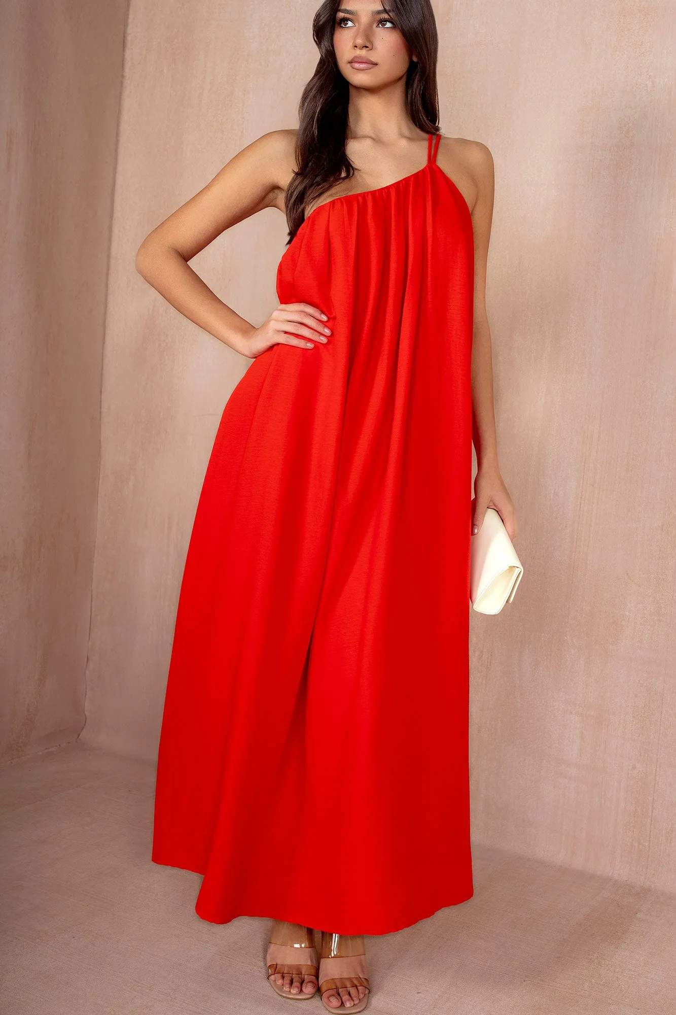 Eileen Orange Oversized One Shoulder Maxi Dress sold by Va Va Voom product image thumbnail 3