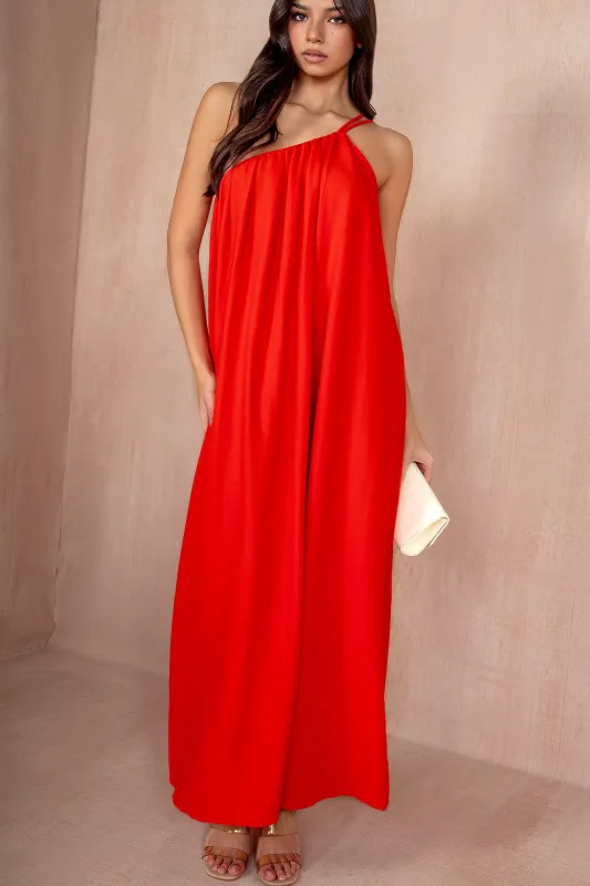Eileen Orange Oversized One Shoulder Maxi Dress sold by Va Va Voom